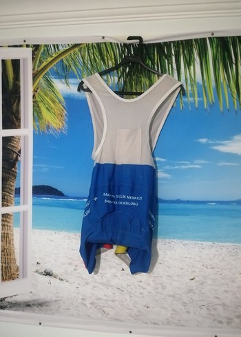 Erkek Mini Mavi Baskılı Spor bisiklet şortu - Görsel 3