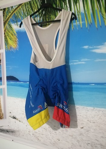 Erkek Mini Mavi Baskılı Spor bisiklet şortu - Görsel 6