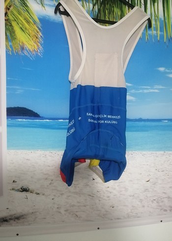 Erkek Mini Mavi Baskılı Spor bisiklet şortu - Görsel 7