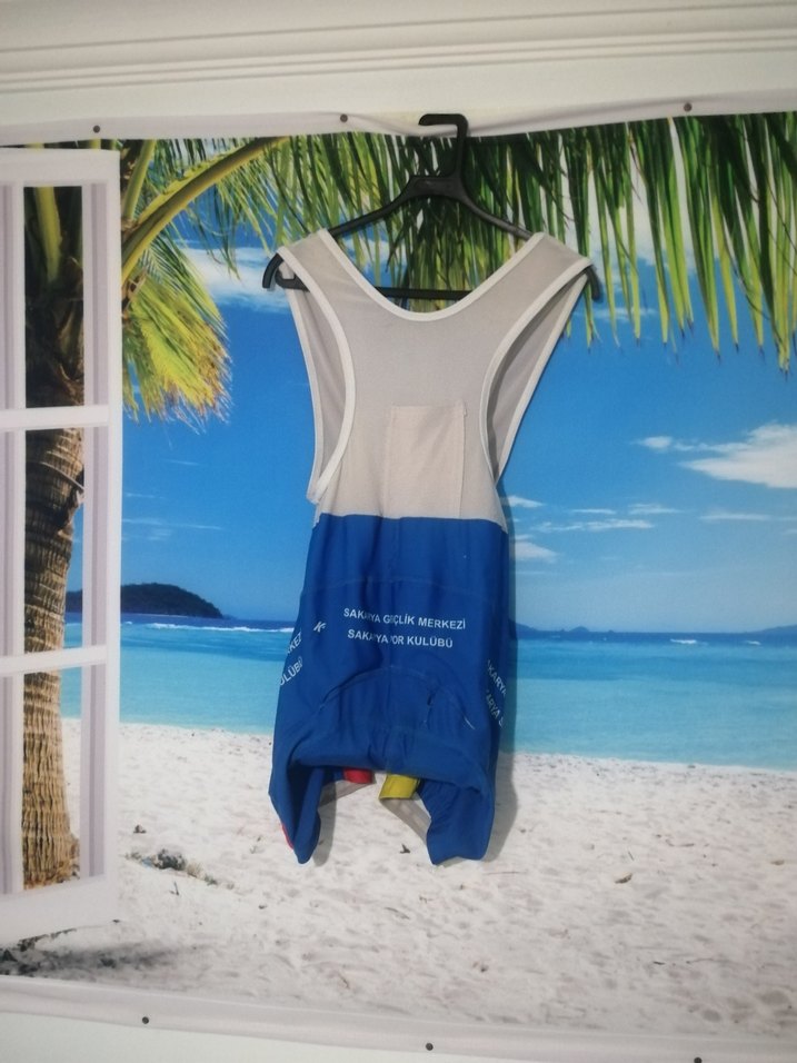 Erkek Mini Mavi Baskılı Spor bisiklet şortu - Görsel 3