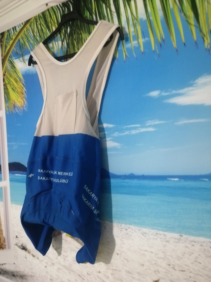 Erkek Mini Mavi Baskılı Spor bisiklet şortu - Görsel 4