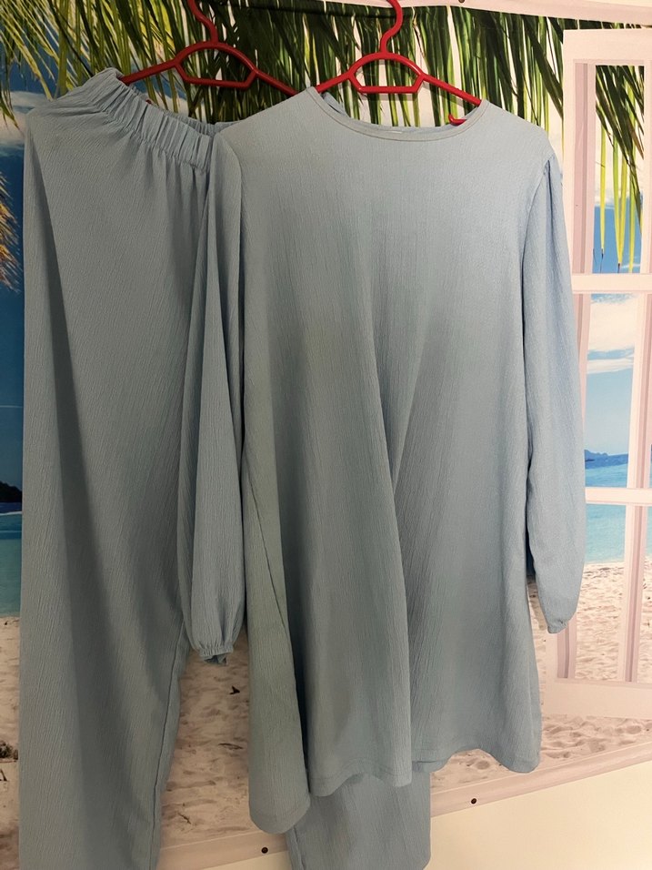 Uzun Kollu, Salaş, Mavi Keten Tunik - Görsel 2