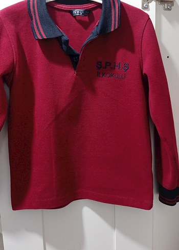 Bordo Erkek Çocuk Polo Yaka Sweatshirt