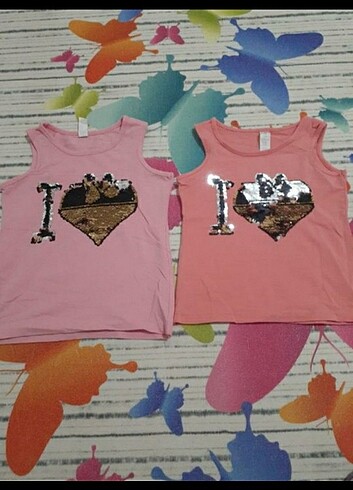 Kız Çocuk 2'li sıfır kol tshirt 3/4 Yaş 