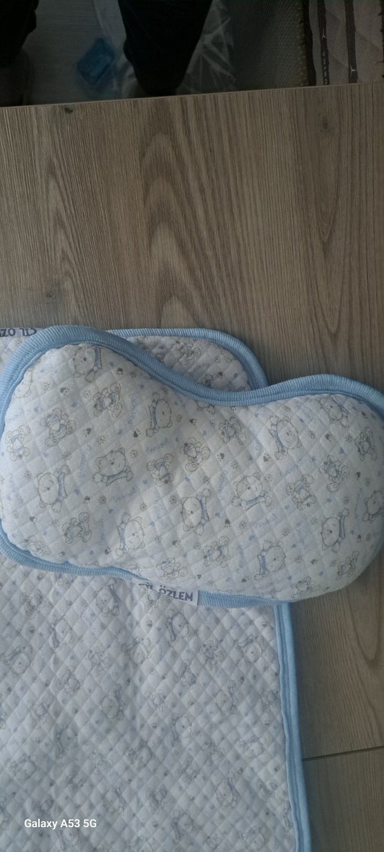 Mavi Bebek Yatma Minderi ve Yastığı - Görsel 5