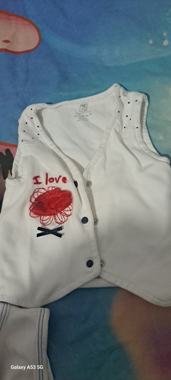 Beyaz Nakışlı Kız Çocuk Kolsuz Yelekler 3lu fiyat - Görsel 3