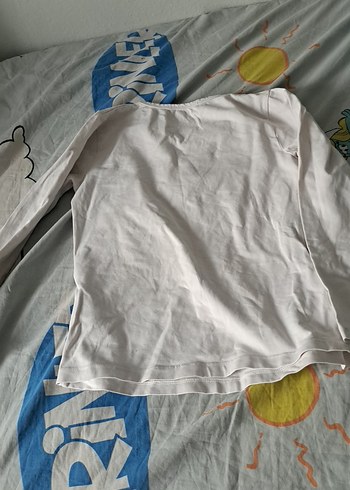 Çiçek Baskılı Beyaz Uzun Kollu Kız Tişörtü - Görsel 3