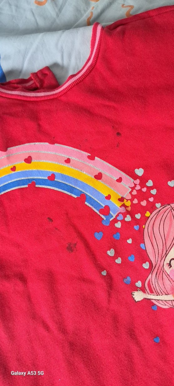 Kız Çocuk Kırmızı Uzun Kollu Baskılı Tişört - Görsel 2