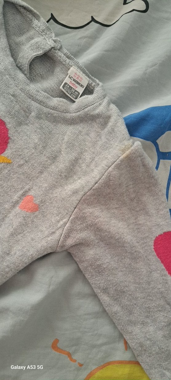 Gri Uzun Kollu Kız Çocuk Unicorn Baskılı Kazak - Görsel 3