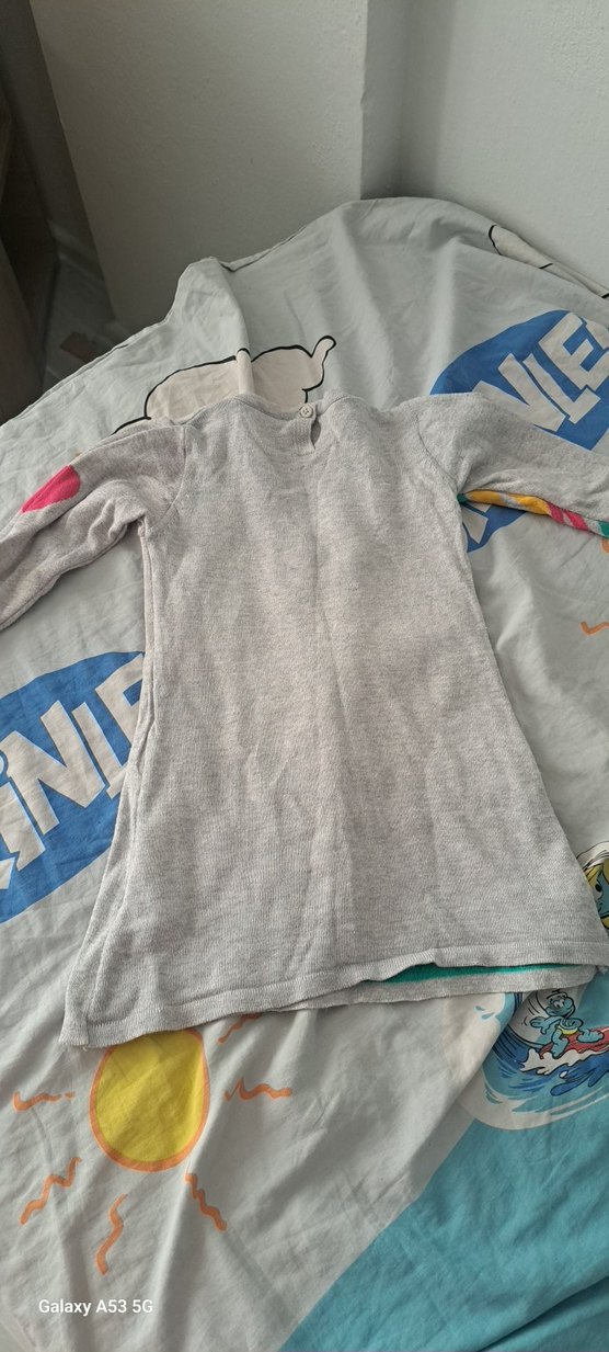 Gri Uzun Kollu Kız Çocuk Unicorn Baskılı Kazak - Görsel 4