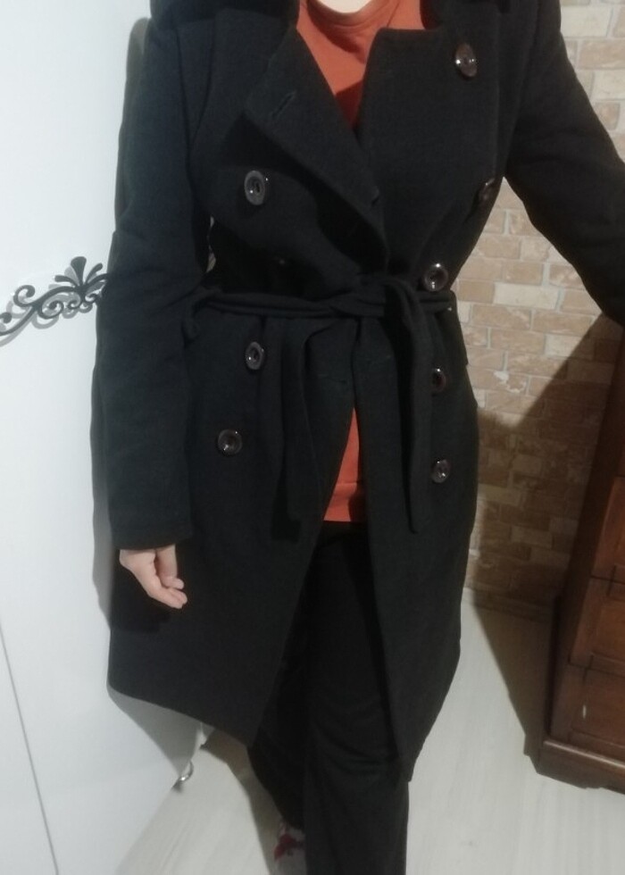 Bayan kaşe kaban siyah - Görsel 2