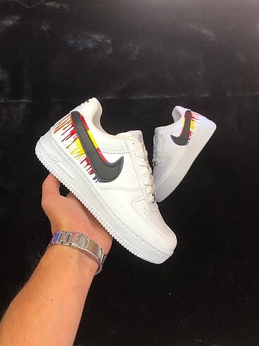 Nike Air Force 1 Boyalı Beyaz siyah