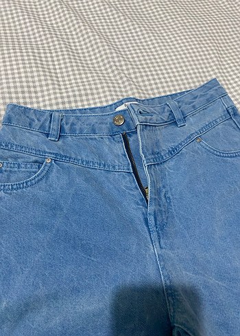 36 Beden mavi Renk Rahat Kesim Midi Mavi Denim Mom Kadın Jean