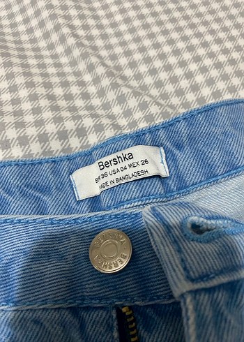 Bershka Rahat Kesim Midi Mavi Denim Mom Kadın Jean