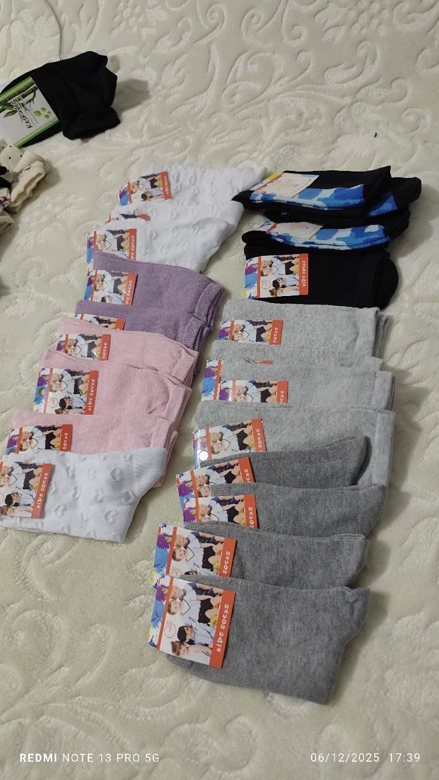 Nakışlı Renkli Kız Çorabı Seti - Görsel 2