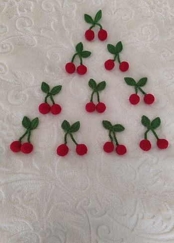 El Örgüsü Kırmızı Kiraz Süsleri - Görsel 2