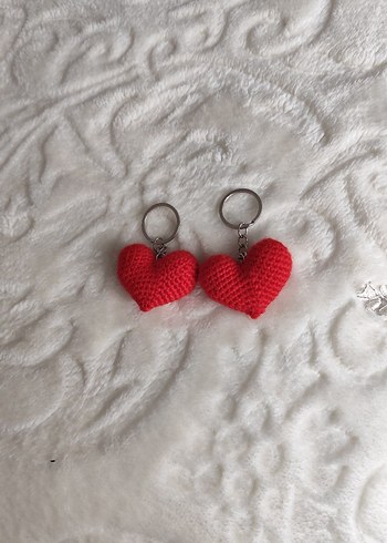 Örgü Kalp Anahtarlık - kırmızı - Görsel 2