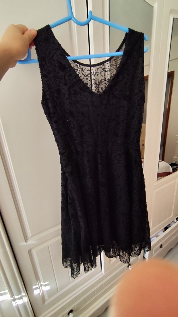 Siyah Dantelli Midi Goth Abiye Elbise - Görsel 3