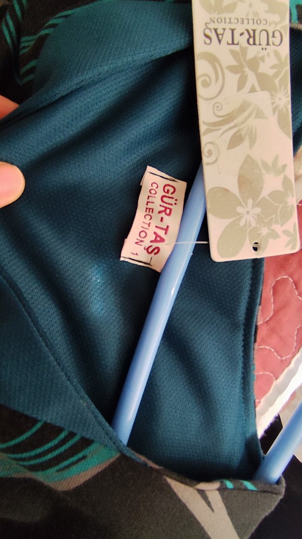 Desenli Uzun Hamile Abiyesi, Turkuaz, - Görsel 4