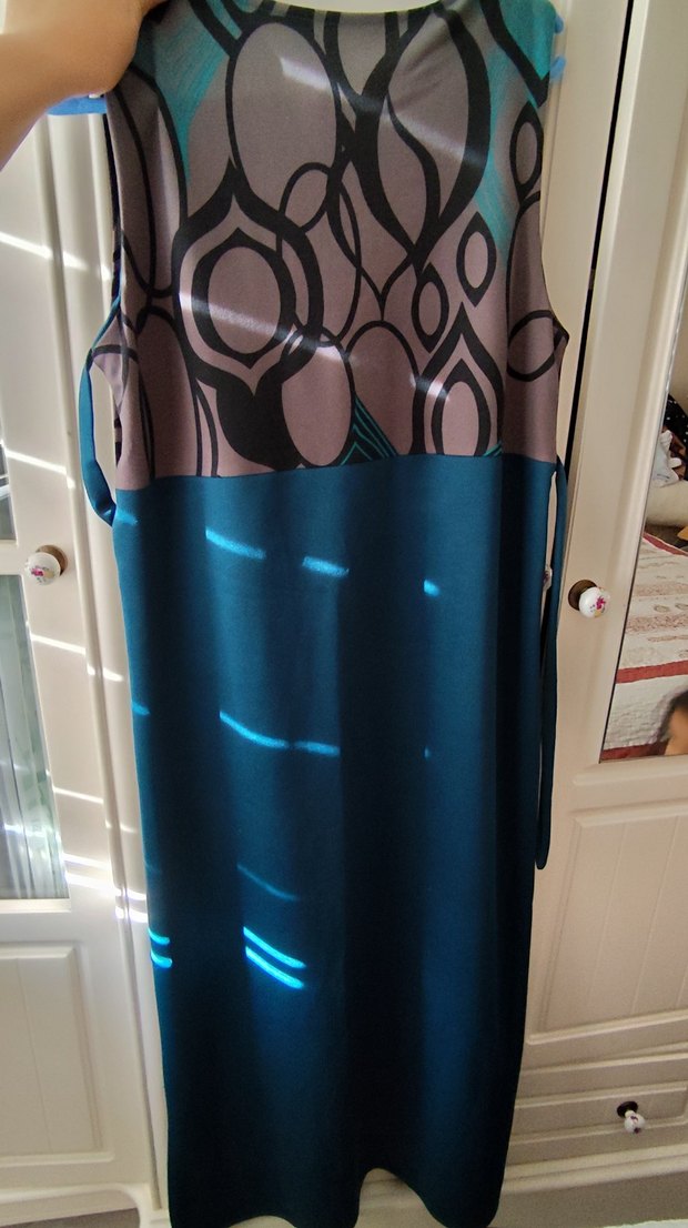 Desenli Uzun Hamile Abiyesi, Turkuaz, - Görsel 3