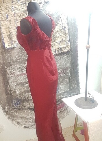 xl Beden bordo Renk Abiye