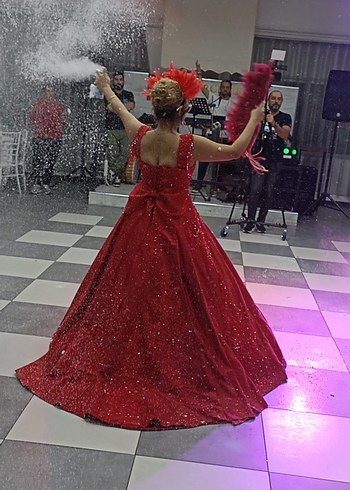 Kırmızı Parlak boncuklu kınalık sadece 1kere giyildi - Görsel 2