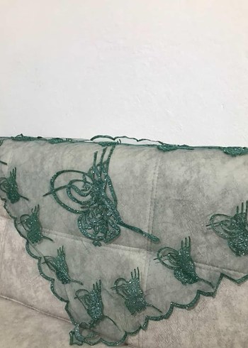 Yeşil Dantel Detaylı erkek omuz örtüsü - Görsel 3