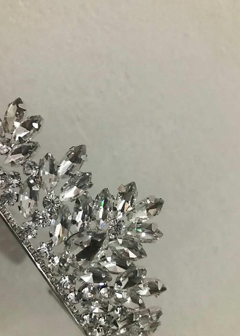 Beyaz Işıltılı Taşlı Gelin Tacı - Görsel 3