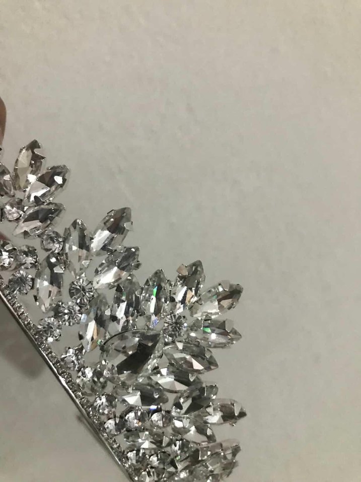 Beyaz Işıltılı Taşlı Gelin Tacı - Görsel 3