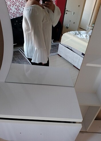 xxl Beden Madonna yaka Beyaz bluz