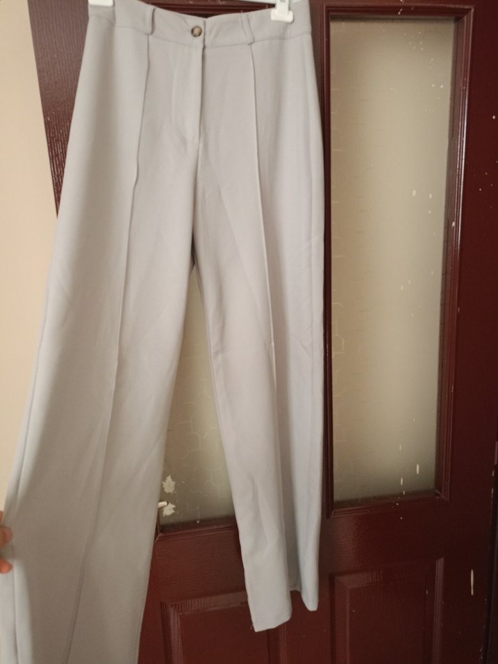 gri Kadın Kumaş Pantolon - Görsel 2