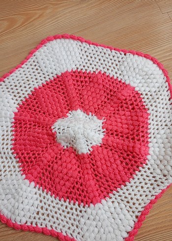 Bordo Çiçek Desenli Örgü Banyo Süngeri - Görsel 7