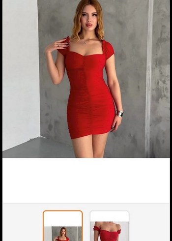 Parlak Kırmızı V Yaka Mini Elbise