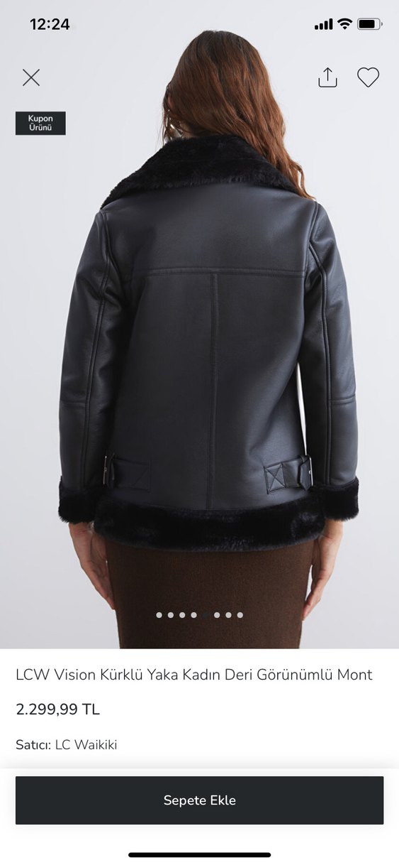 LCW Vision Kadın Kürklü Deri Görünümlü Mont - Görsel 3