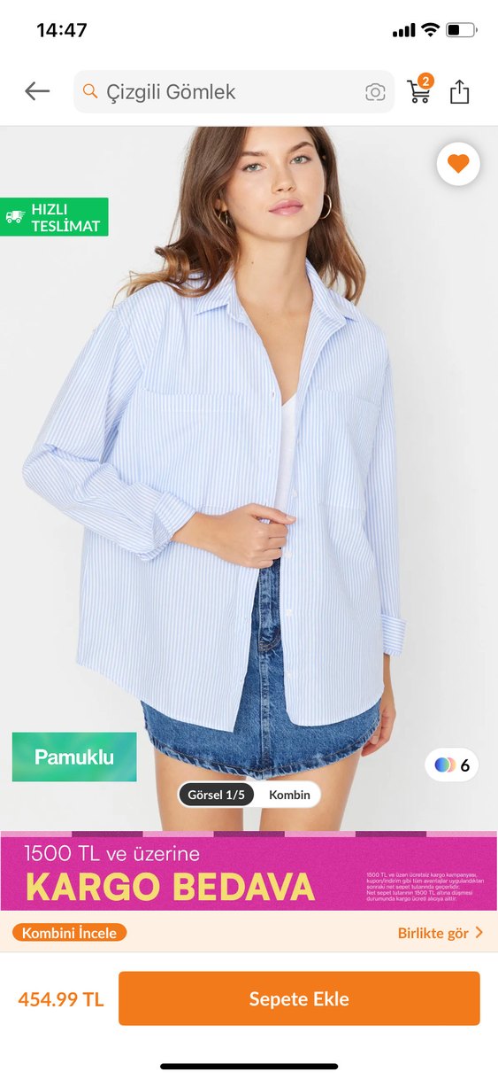 Mavi Çizgili Gömlek - Görsel 2