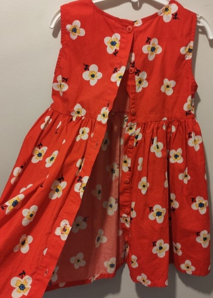 Kırmızı papatya desenli elbise - Görsel 2