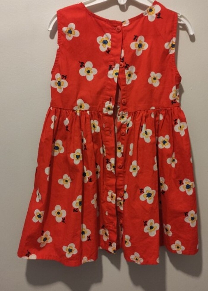 Kırmızı papatya desenli elbise - Görsel 3