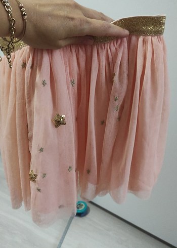 kavun içi rengi açık turuncu Nakışlı Kız Çocuk Etek - Görsel 6