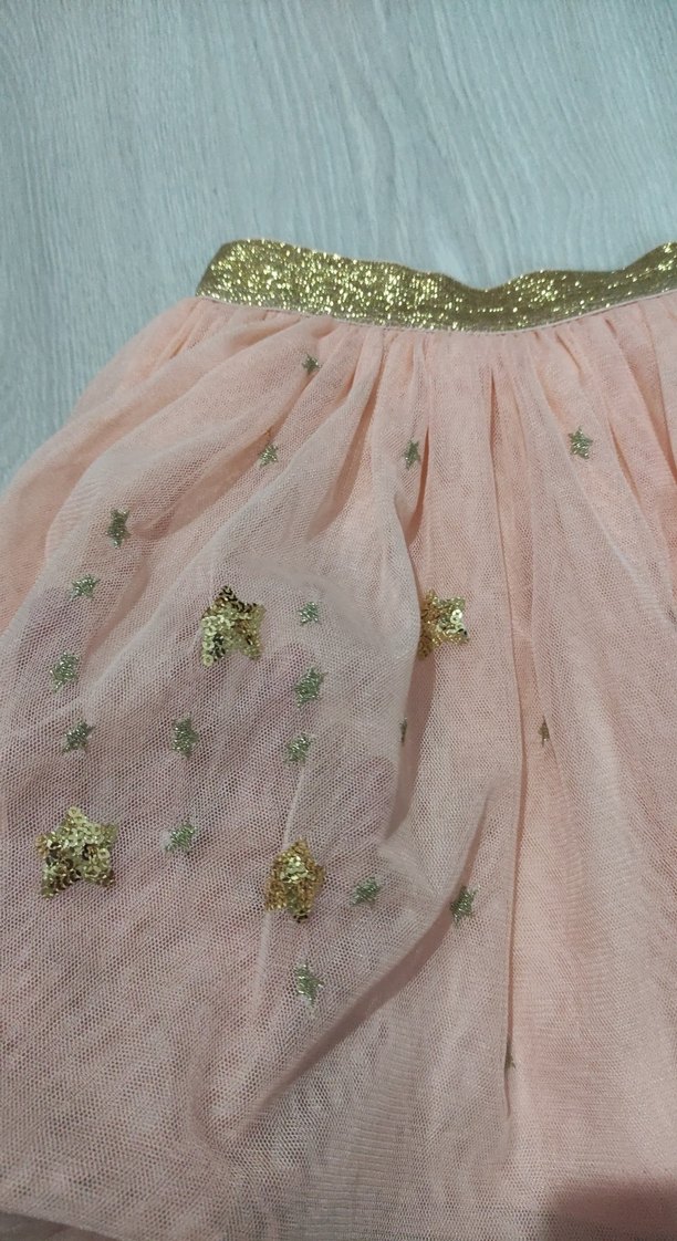 kavun içi rengi açık turuncu Nakışlı Kız Çocuk Etek - Görsel 2