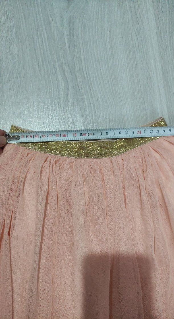 kavun içi rengi açık turuncu Nakışlı Kız Çocuk Etek - Görsel 4