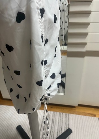 Beyaz Puantiyeli Mini Straplez Elbise - Görsel 5