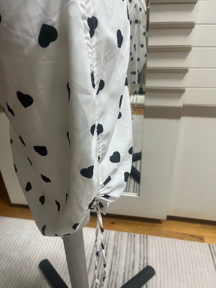 Beyaz Puantiyeli Mini Straplez Elbise - Görsel 5