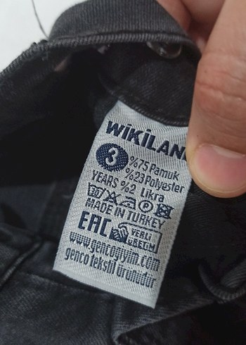 12-18 Ay Beden Siyah Nakışlı kiz Çocuk Kot Pantolon