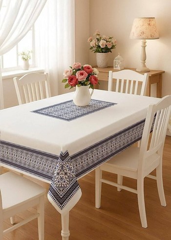 dijital baskılı Beyaz Masa Örtüsü leke tutmaz kumaştır - Görsel 6