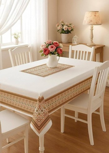 dijital baskılı Beyaz Masa Örtüsü leke tutmaz kumaştır - Görsel 4