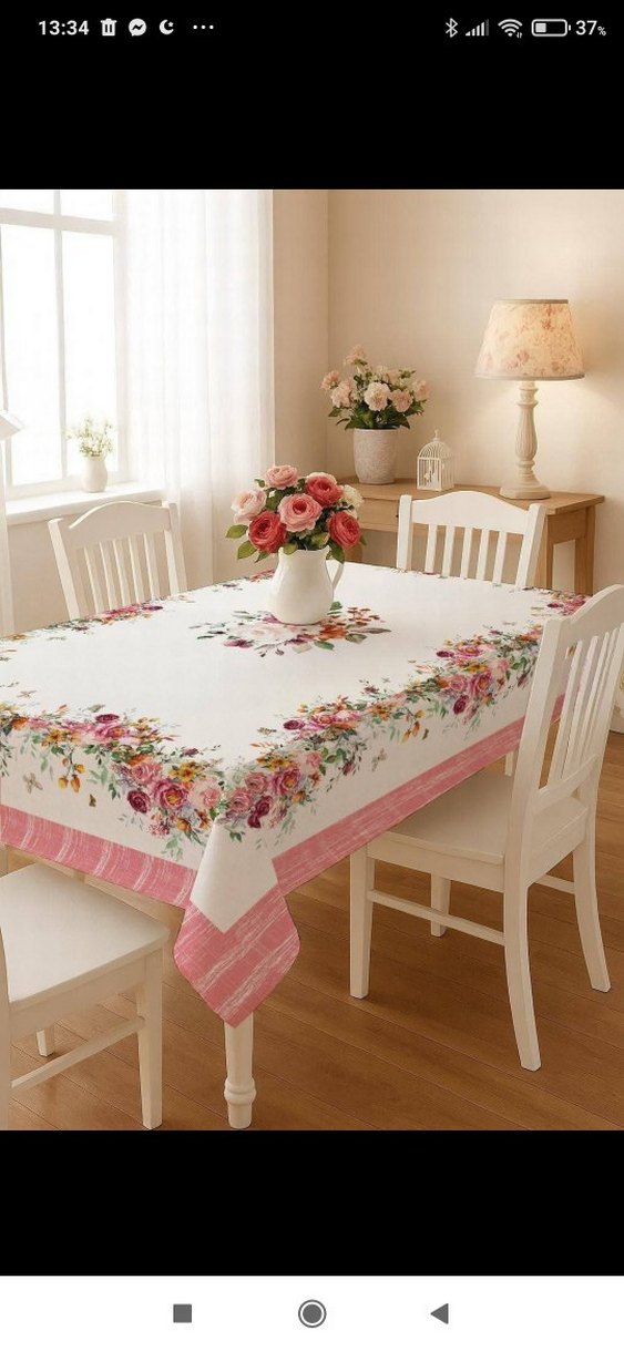 dijital baskılı Beyaz Masa Örtüsü leke tutmaz kumaştır - Görsel 3