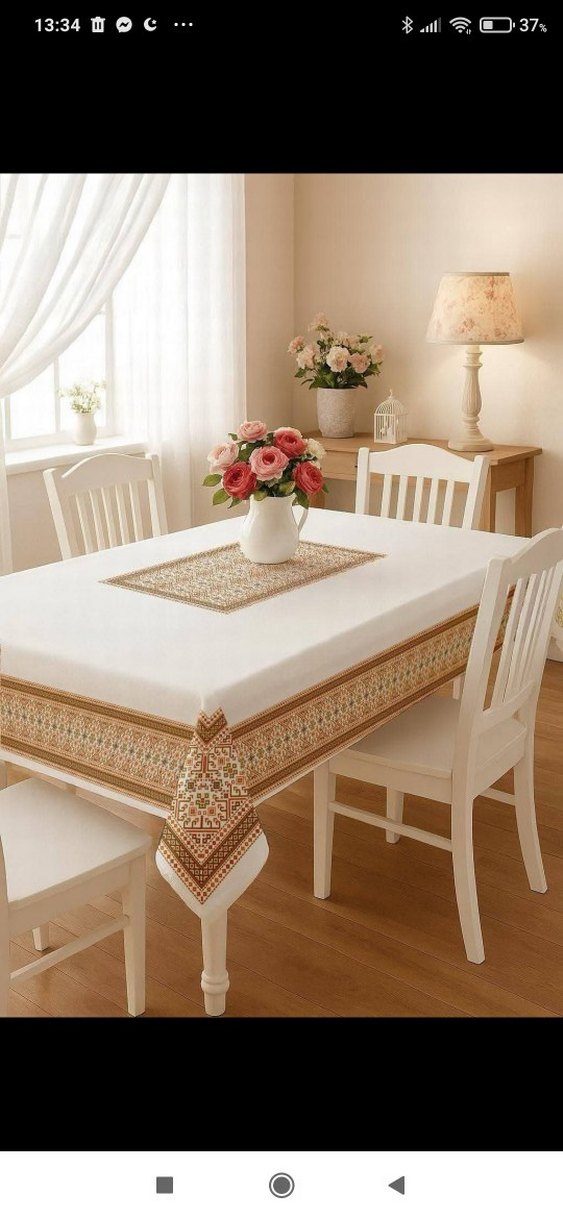 dijital baskılı Beyaz Masa Örtüsü leke tutmaz kumaştır - Görsel 4