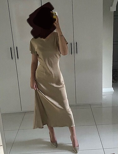 Zara Zara bej saten elbise