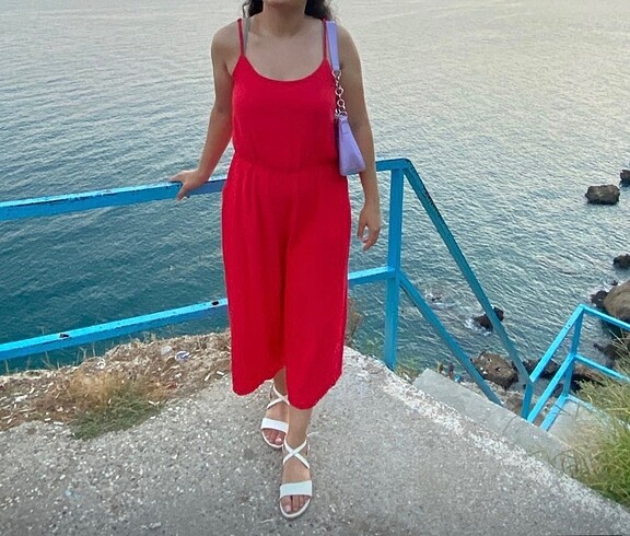 Nar çiçegi rengi S beden tulum