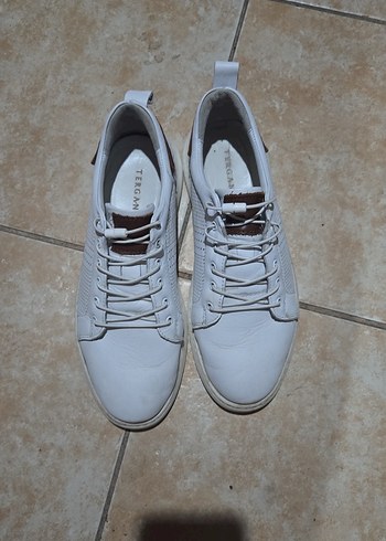 Tergan Beyaz Bağcıklı erkek Sneaker